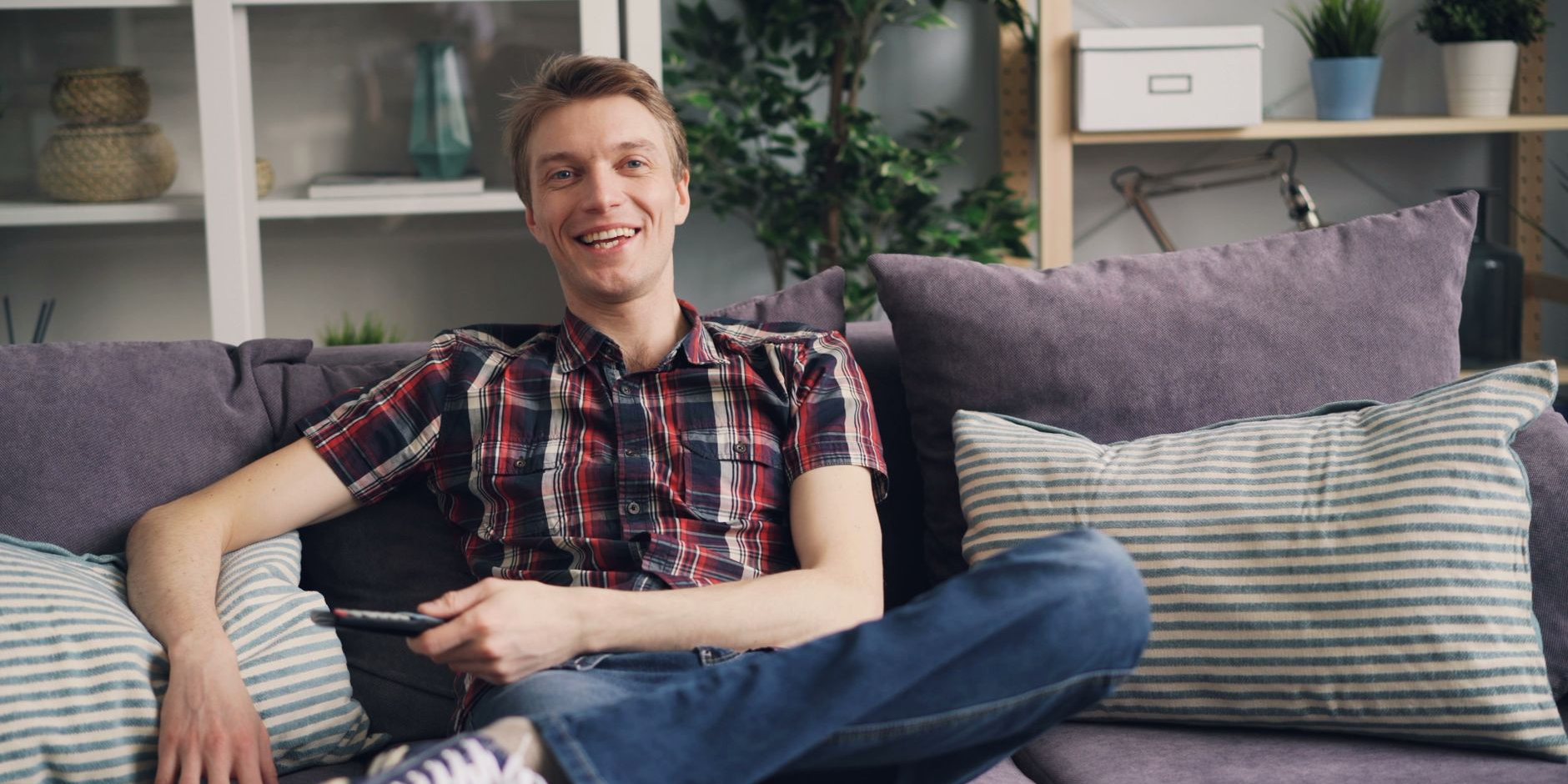 A man relaxed at home after a procedure