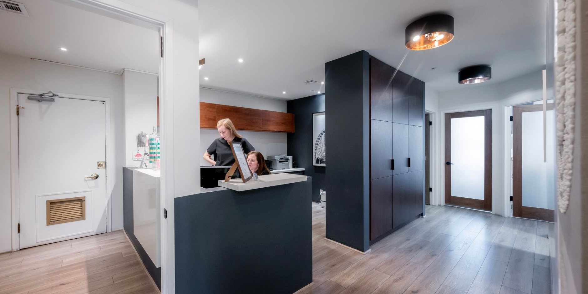 The reception area of a dental practice